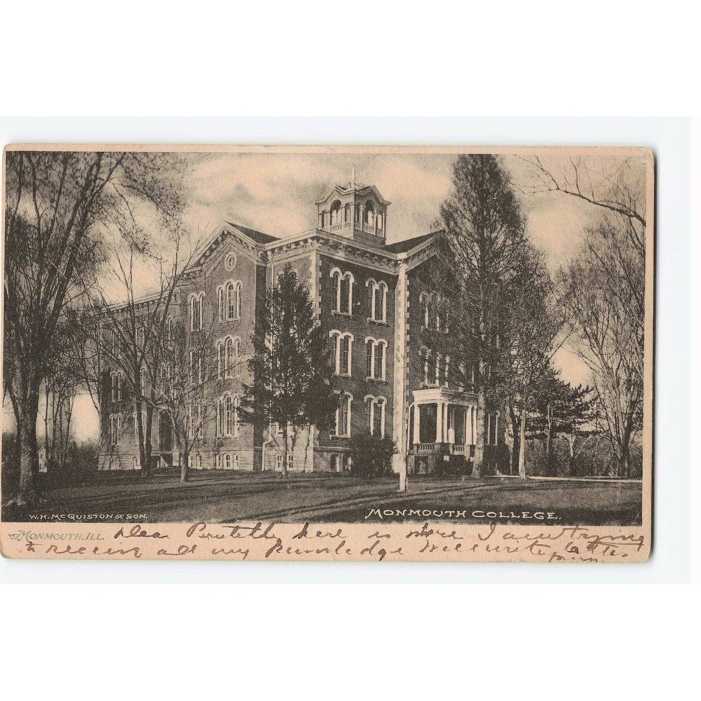Vintage Monmouth College Illinois Postcard 1906 Undivided Back W.H. McQuiston